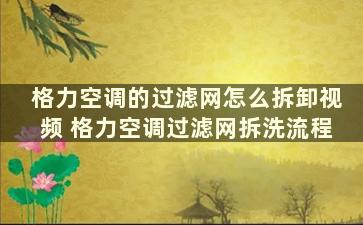 格力空调的过滤网怎么拆卸视频 格力空调过滤网拆洗流程